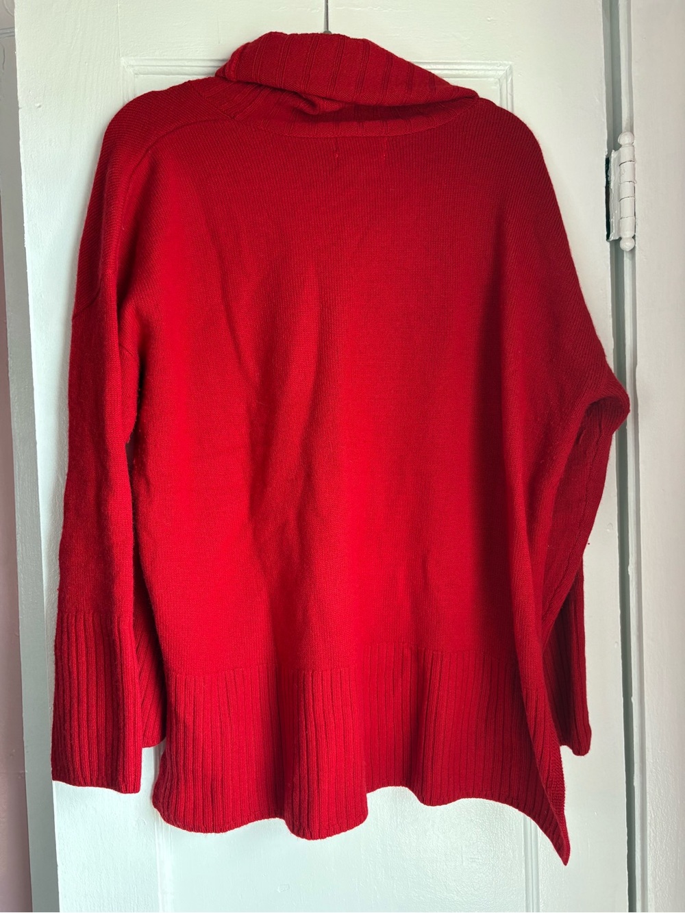 Halston 100% Extra Fine Merino Wool Cowl Neck Sweater Red Size XL - Picture 5 of 5